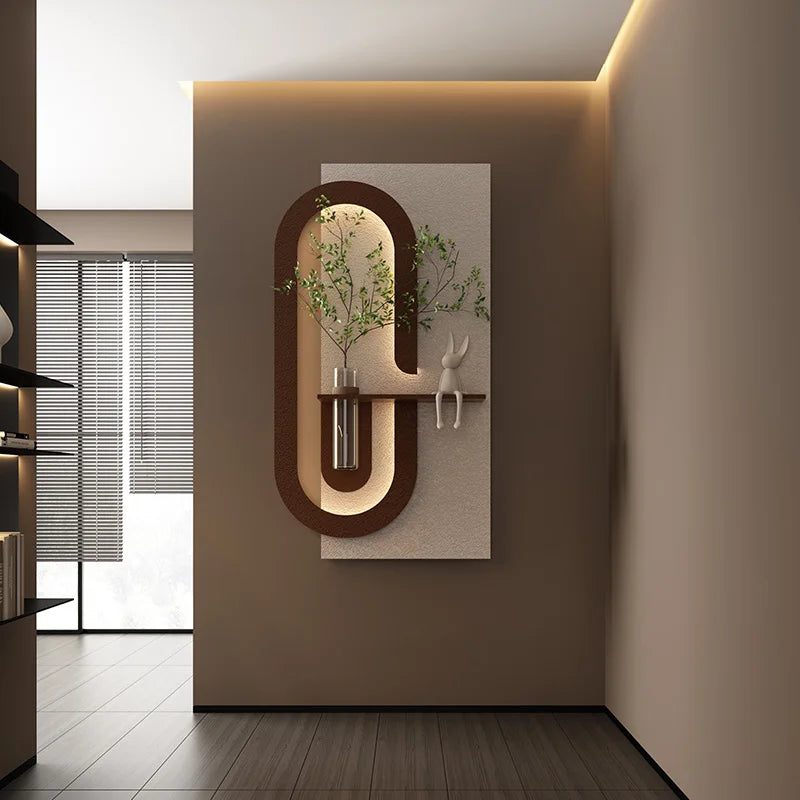 Entrance Decorations LED Wall Lamps Green Plant Corridor Hallway Modern Hanging Painting High-end Living Room Vase Mural Lights