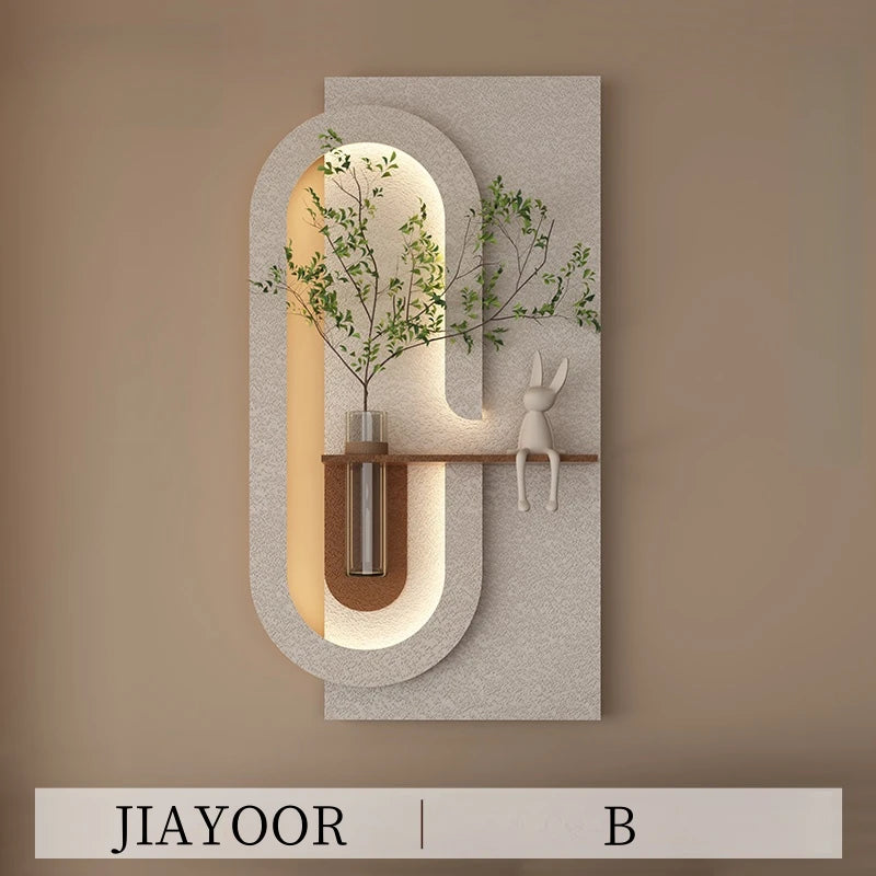 Entrance Decorations LED Wall Lamps Green Plant Corridor Hallway Modern Hanging Painting High-end Living Room Vase Mural Lights