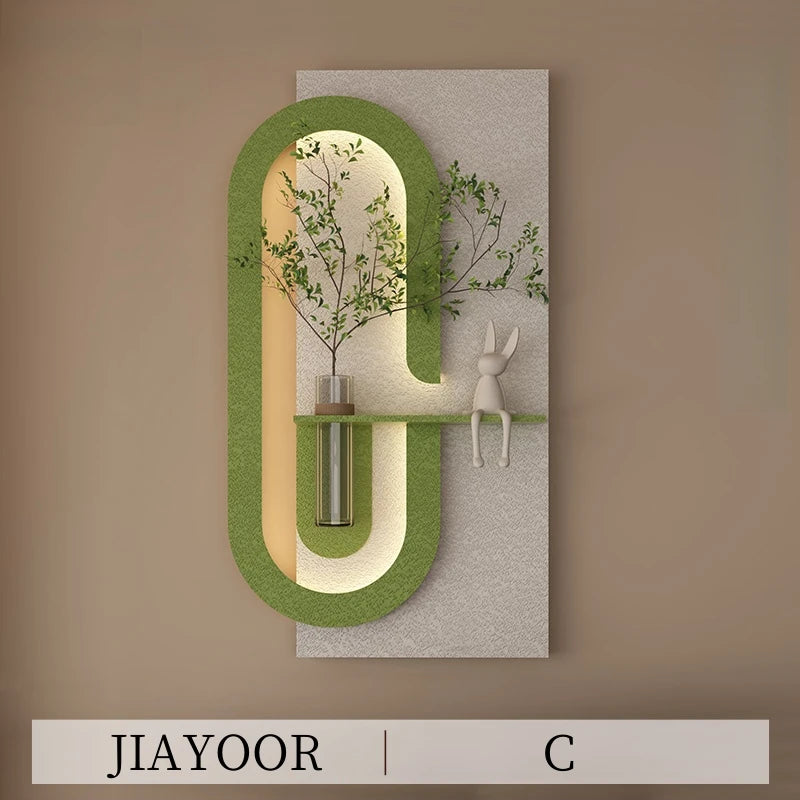 Entrance Decorations LED Wall Lamps Green Plant Corridor Hallway Modern Hanging Painting High-end Living Room Vase Mural Lights